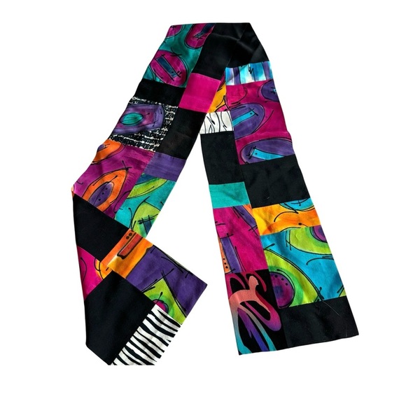 Vintage Art Deco Silk Patchwork Scarf - Picture 1 of 7